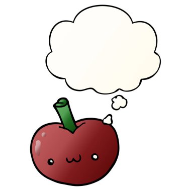 karikatür elma ve pürüzsüz degrade tarzında düşünce balonu