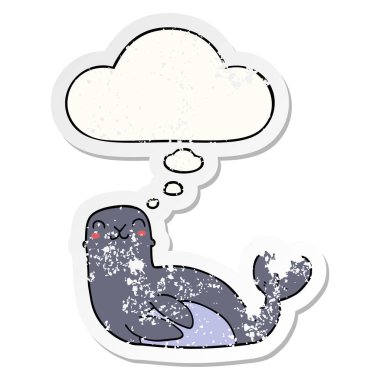 karikatür mühür ve sıkıntılı yıpranmış etiket olarak kabarcık düşünce