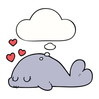 sevimli karikatür yunus ve düşünce balonu