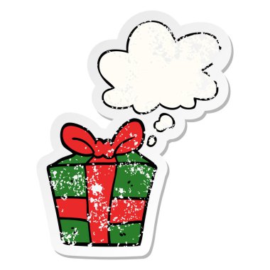 karikatür mevcut ve sıkıntılı yıpranmış etiket olarak kabarcık düşünce