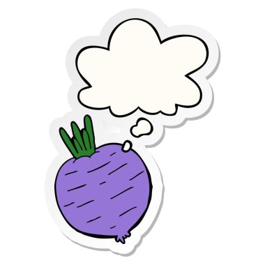 karikatür sebze ve baskılı bir etiket olarak düşünce balonu