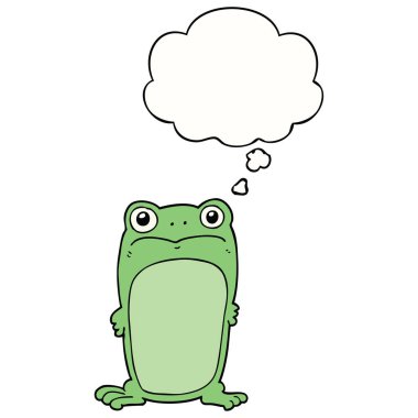 çizgi film kurbağa ve düşünce balonu bakan