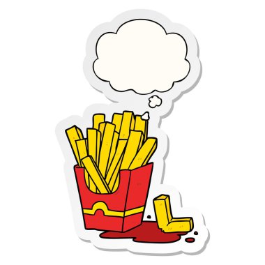 karikatür kızartması ve baskılı bir etiket olarak kabarcık düşünce