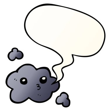 pürüzsüz degrade tarzında sevimli karikatür bulut ve konuşma balonu
