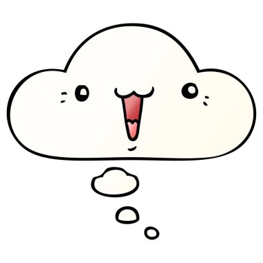 sevimli karikatür yüz ve pürüzsüz degrade tarzında kabarcık düşünce