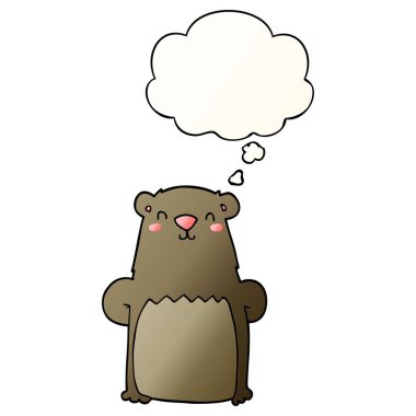 çizgi film ayısı ve pürüzsüz degrade tarzında düşünce balonu