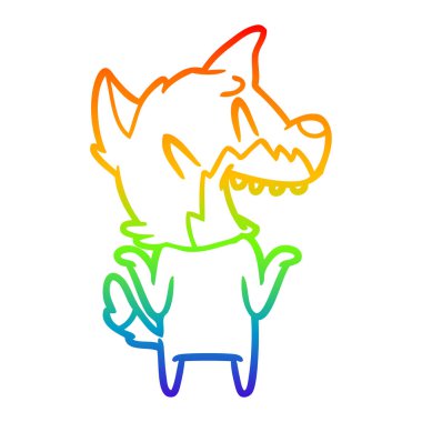 gökkuşağı degrade çizgi çizim gülen tilki karikatür