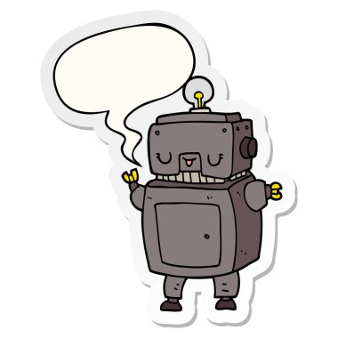 karikatür robot ve konuşma kabarcık etiket