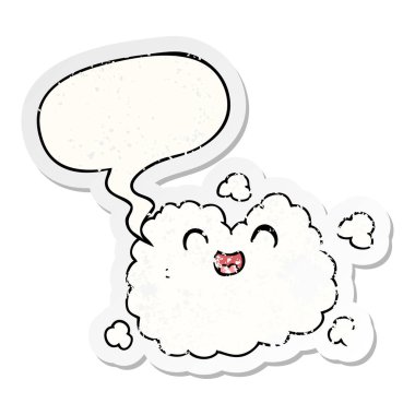 karikatür mutlu duman bulut ve konuşma balonu sıkıntılı etiket