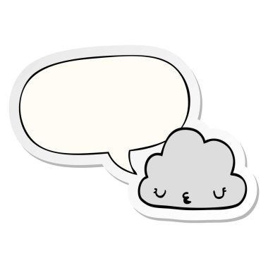 sevimli karikatür bulut ve konuşma balonu etiket