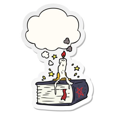 karikatür ürkütücü yazım kitabı ve basılı bir etiket olarak kabarcık düşünce