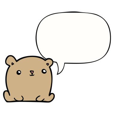 sevimli karikatür ayı ve konuşma balonu