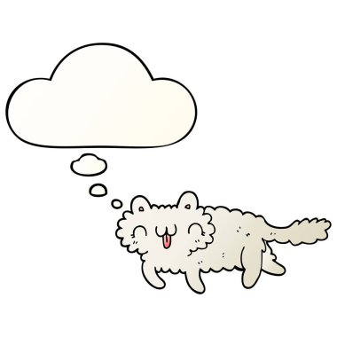 çizgi film kedi ve pürüzsüz degrade tarzında düşünce balonu