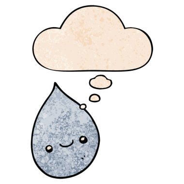 karikatür yağmur damlası ve grunge doku desen st düşünce balonu