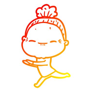 sıcak degrade çizgi çizim karikatür barışçıl yaşlı kadın