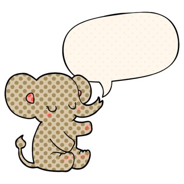 çizgi roman tarzı karikatür fil ve konuşma balonu