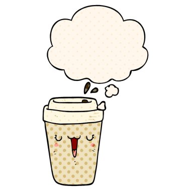 çizgi film kahve fincanı ve çizgi roman tarzında düşünce balonu