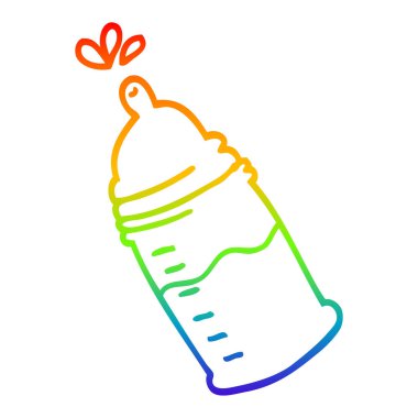 gökkuşağı gradyan çizgi çizim karikatür bebek şişesi