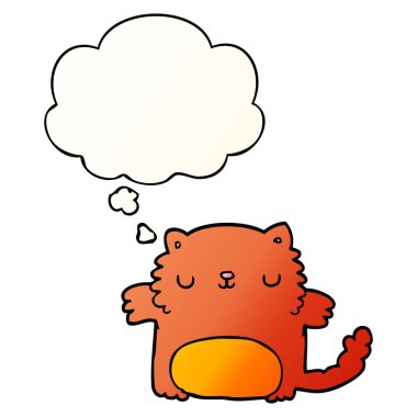 çizgi film kedi ve pürüzsüz degrade tarzında düşünce balonu