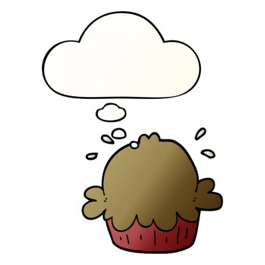 Sevimli karikatür pasta ve pürüzsüz degrade tarzında düşünce kabarcık