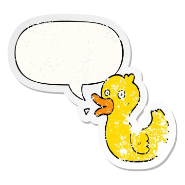 karikatür quacking ördek ve konuşma kabarcık üzücü Sticker