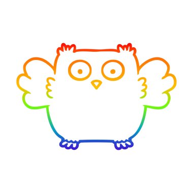 gökkuşağı degrade çizgi çizim sevimli karikatür baykuş