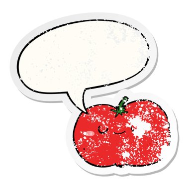 karikatür elma ve konuşma balonu sıkıntılı etiket