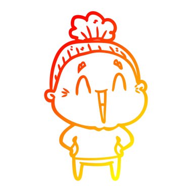 sıcak degrade çizgi çizim karikatür mutlu yaşlı bayan