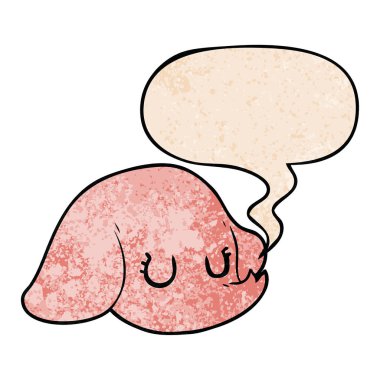 retro doku tarzında karikatür fil yüz ve konuşma balonu