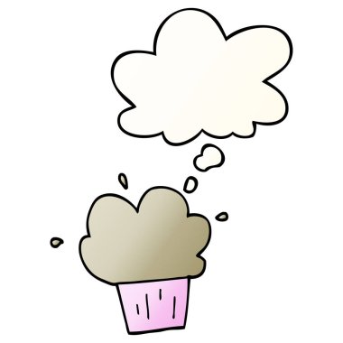 karikatür cupcake ve pürüzsüz degrade tarzında düşünce balonu
