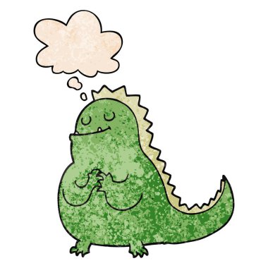 karikatür dinozor ve grunge doku desen st düşünce balonu