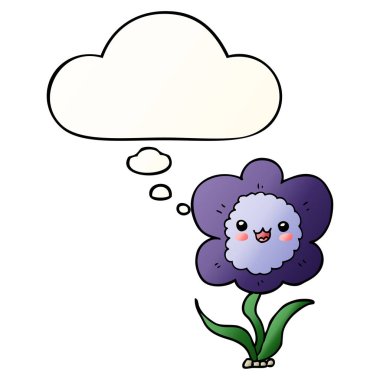 çizgi film çiçek ve pürüzsüz degrade tarzında düşünce balonu