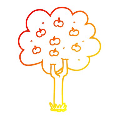 sıcak degrade çizgi çizim karikatür elma ağacı