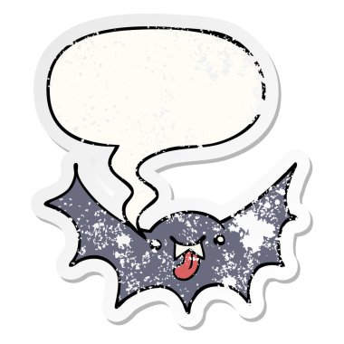 karikatür vampir yarasa ve konuşma balonu sıkıntılı etiket
