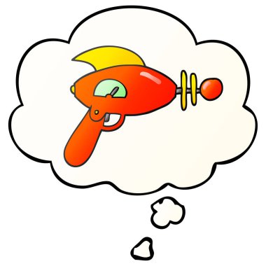 karikatür ışın silah ve pürüzsüz degrade tarzında kabarcık düşünce