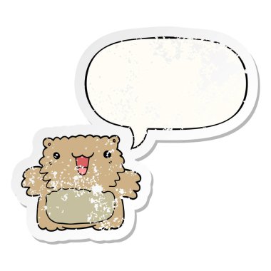 karikatür ayı ve konuşma balonu sıkıntılı etiket