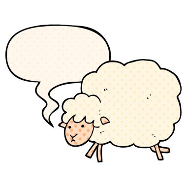 çizgi roman tarzında karikatür koyun ve konuşma balonu