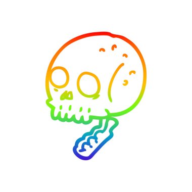 gökkuşağı gradyan çizgi çizim karikatür ürkütücü kafatası