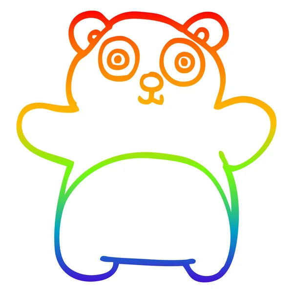 Arco iris gradiente línea dibujo dibujos animados feliz panda — Vector de stock