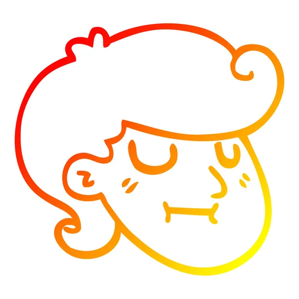 Chaud dégradé ligne dessin dessin animé heureux blond garçon — Image vectorielle