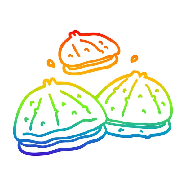 虹のグラデーションライン描画漫画新鮮な牡蠣 — ストックベクタ