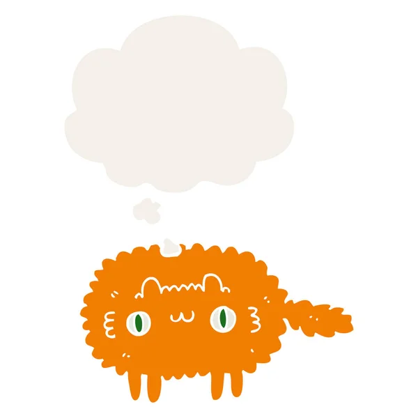 Desenho animado gato e pensamento bolha no estilo retro — Vetor de Stock