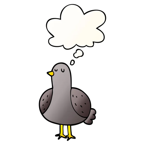 Kreslený pták a myšlenková bublina v hladkém stylu přechodu — Stockový vektor