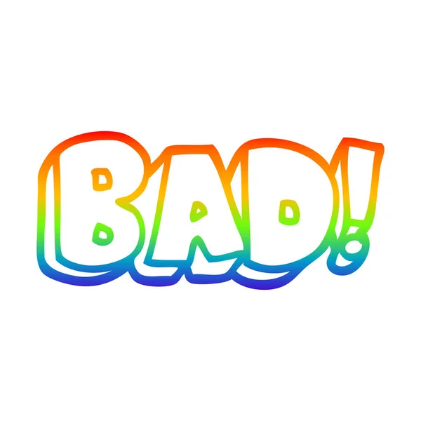 Regenboog gradiënt lijntekening cartoon woord slecht — Stockvector
