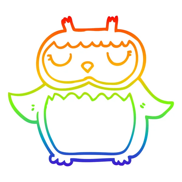 彩虹渐变线绘制卡通猫头鹰 — 图库矢量图片
