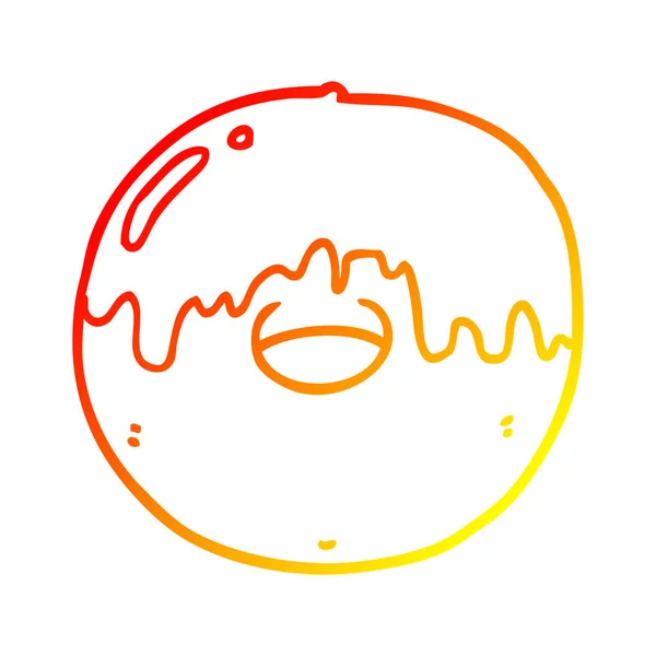 Gradient chaud dessin ligne donut dessin animé — Image vectorielle