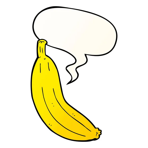 Banana Cartoon i Bubble mowy w gładkim stylu gradientu — Wektor stockowy