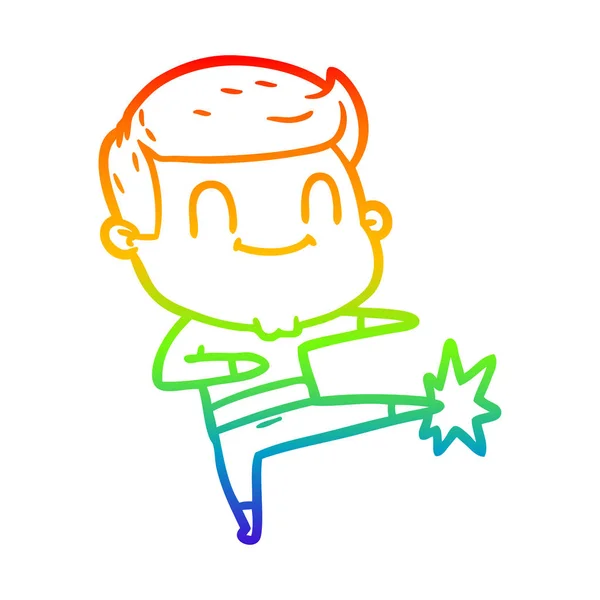 Arco iris gradiente línea dibujo dibujos animados hombre amigable — Vector de stock