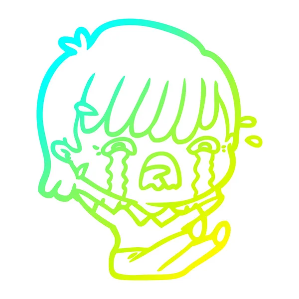 Obrázek studené přechodové čáry kreslená dívka pláč — Stockový vektor