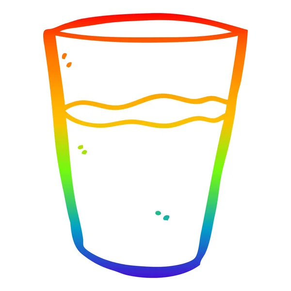 Arco iris gradiente línea dibujo dibujos animados vaso de agua — Archivo Imágenes Vectoriales